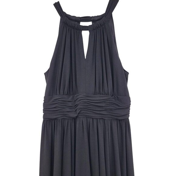 White House Black Market Womens Black Dress Sz 4 Sleeveless Ruched Waist Halter - Picture 2 of 8